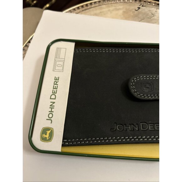 John Deere Men's Wallet Deep Gray W/Logo Passcase Leather Wallet New - Picture 5 of 12